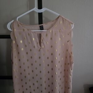 SHEIN Pink and Gold Polka Dot Blouse